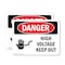 Signmission High Voltage Keep Out Danger Sign, Plastic, 10in W x 7in L, 2PK OS-2PACK-DS-P-710-L-1345 - alternate 1